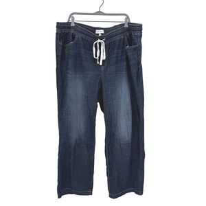 Lane Bryant Women 24 Dark Wash Denim Jogger Pants Elastic Waist Drawstring Plus